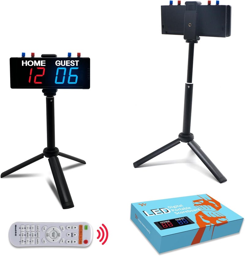 YZ Battery Powered Scoreboard Clock Timer with Buttons, Portable Digital Scoreboard with Remote, Electronic Scoreboard with Stand, Cornhole Score Keeper for Outdoor Yard Games/Shuffleboard/Pickleball - Image 1